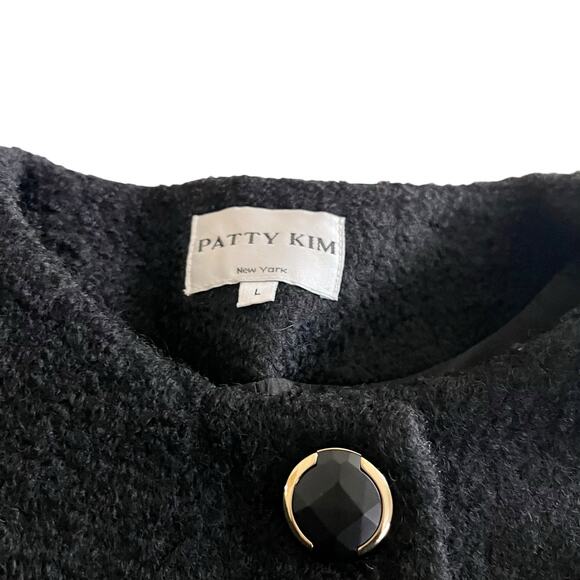 Patty Kim Black Wool Blend Tweed 3/4 Bell Sleeve Button Front Jacket Size Large - Picture 6 of 12